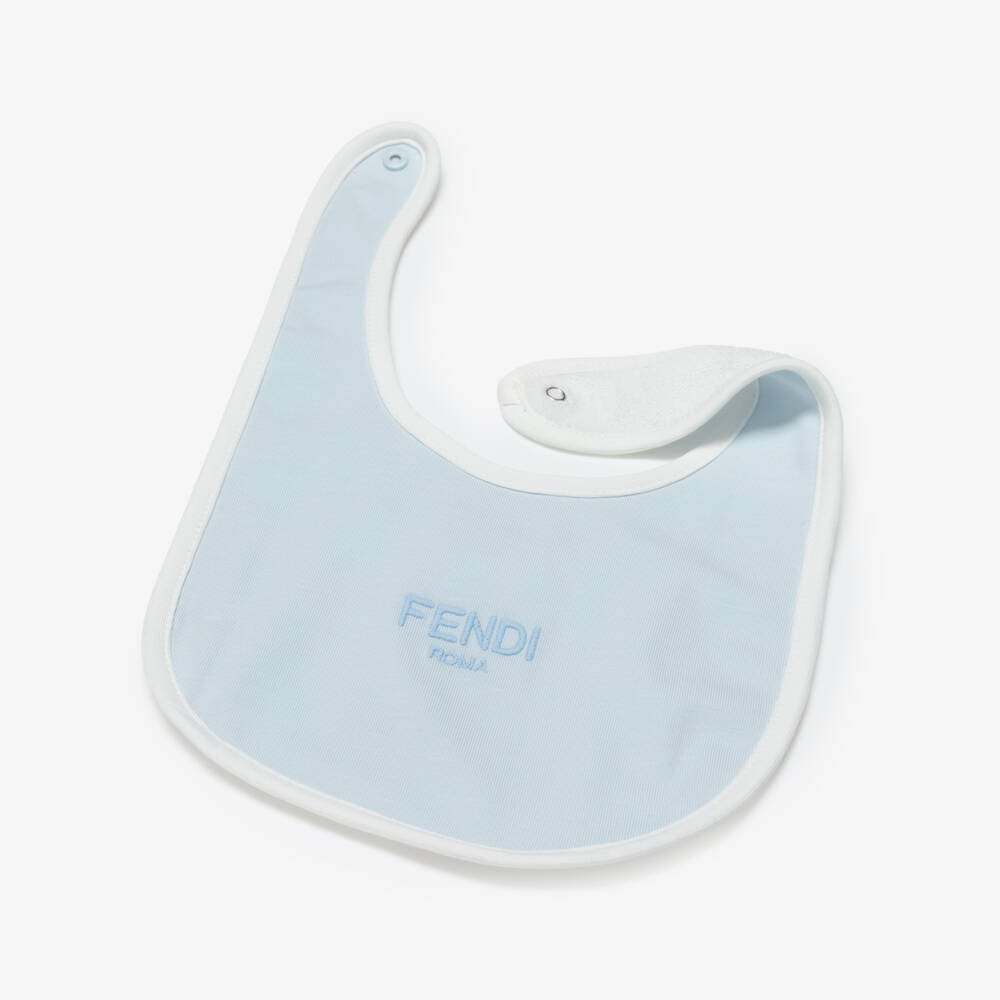 Fendi-Boys Blue Cotton Babysuit Gift Set with Logo Embroidery | Childrensalon