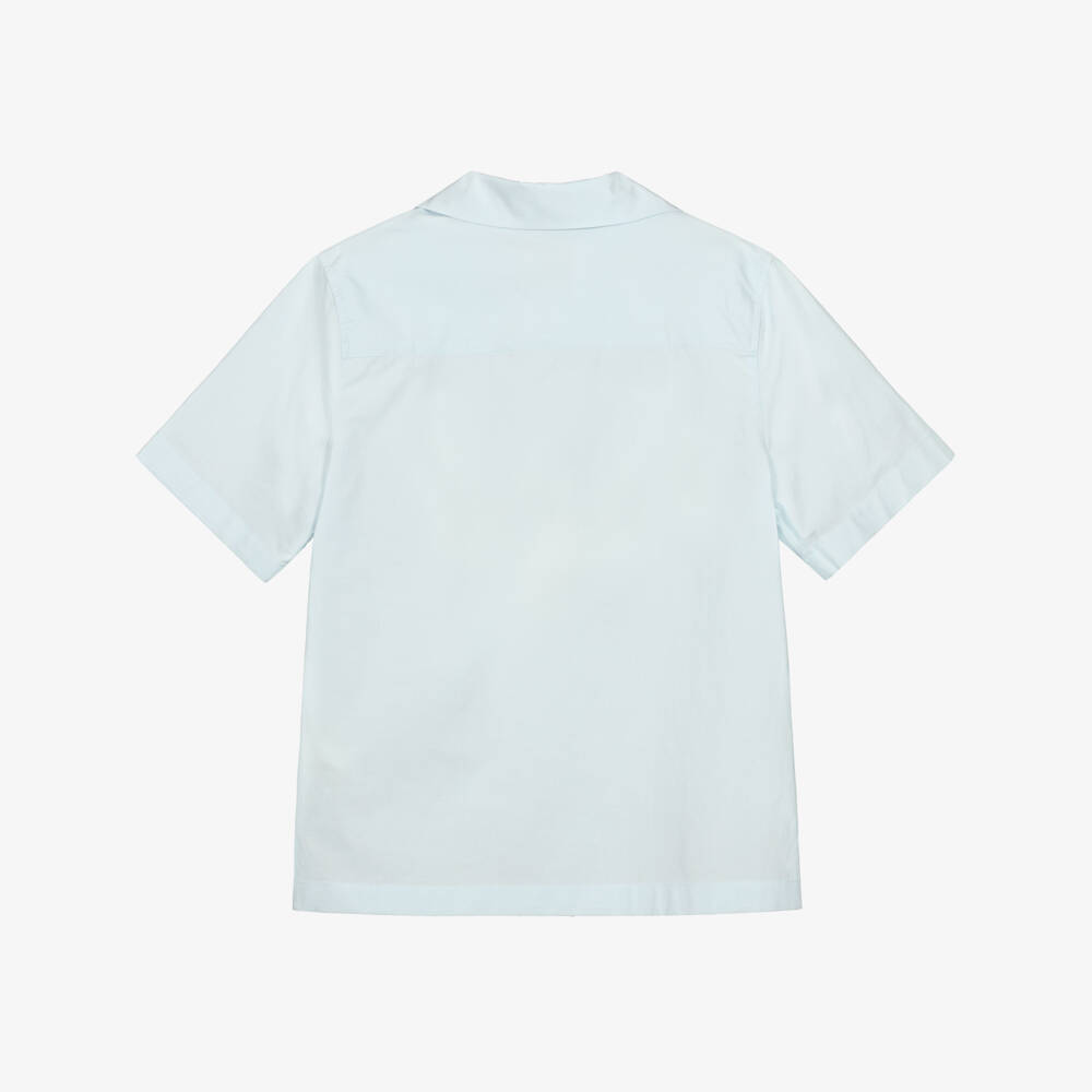 Fendi-Boys Blue Cotton Short Sleeve Shirt | Childrensalon