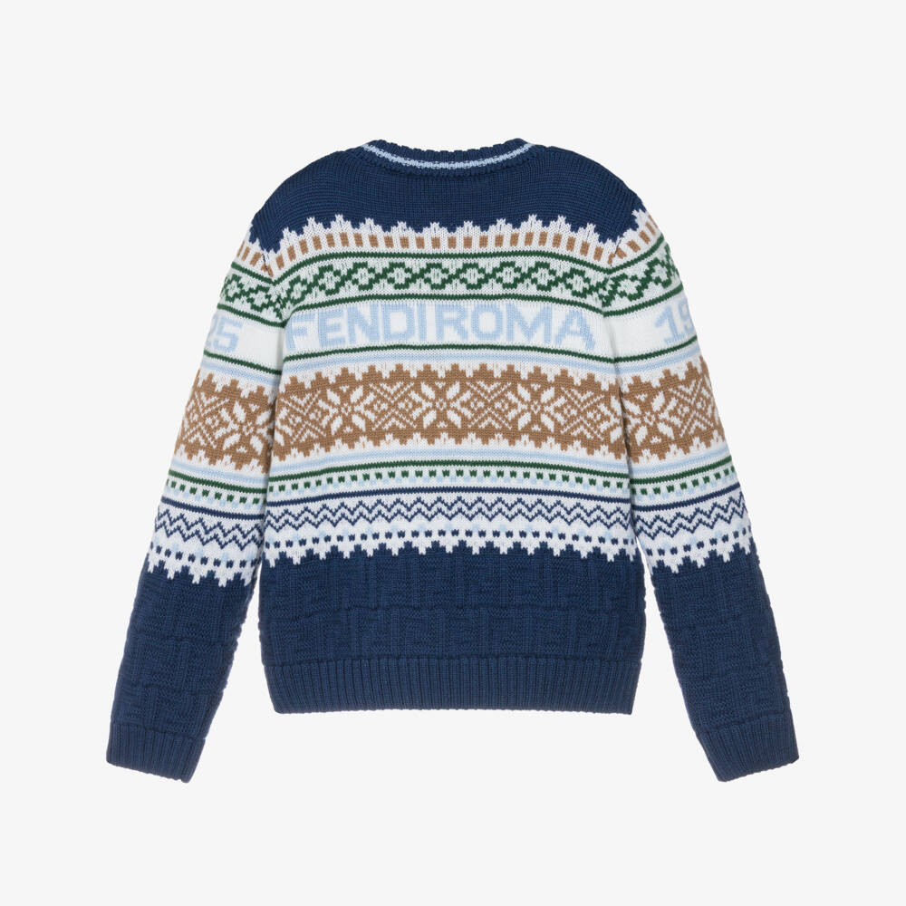 Fendi-بلوفر صوف محبوك بطبعة فير آيل للأولاد | Childrensalon