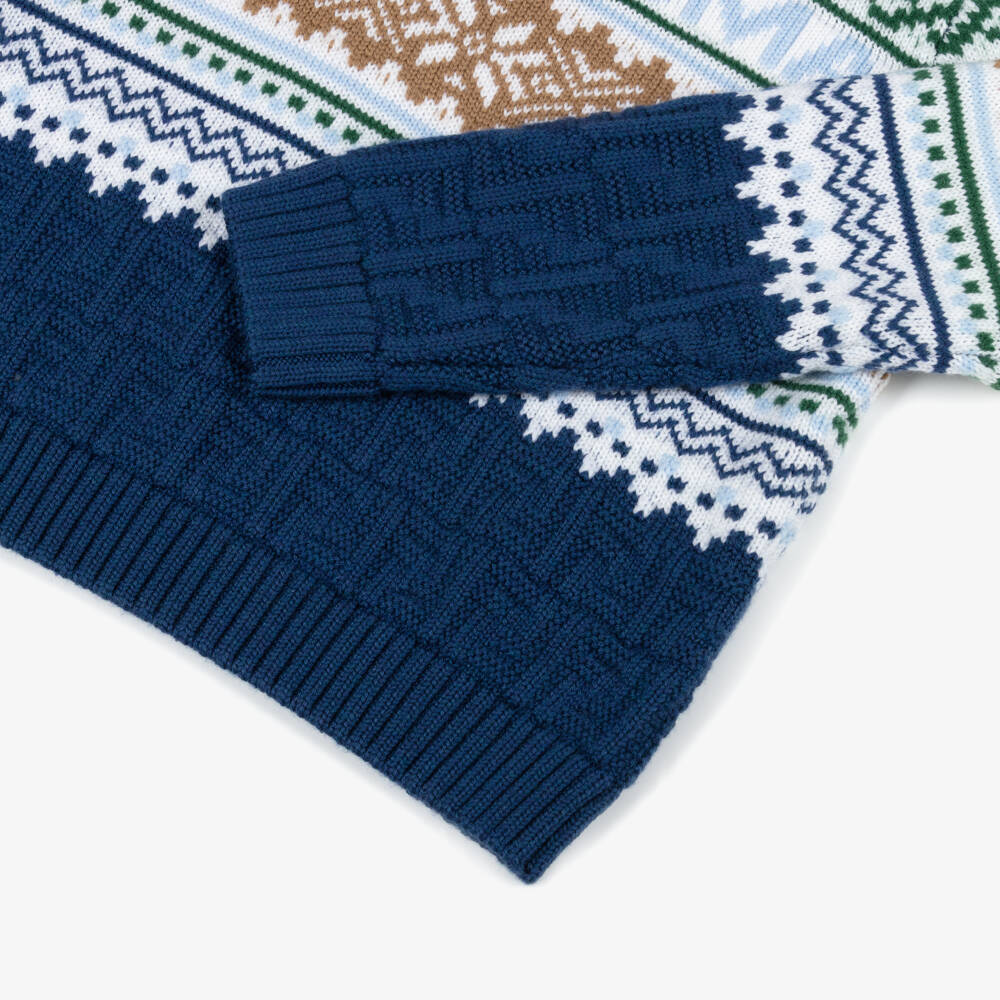 Fendi-بلوفر صوف محبوك بنقشة فير آيل لون أزرق للأولاد | Childrensalon