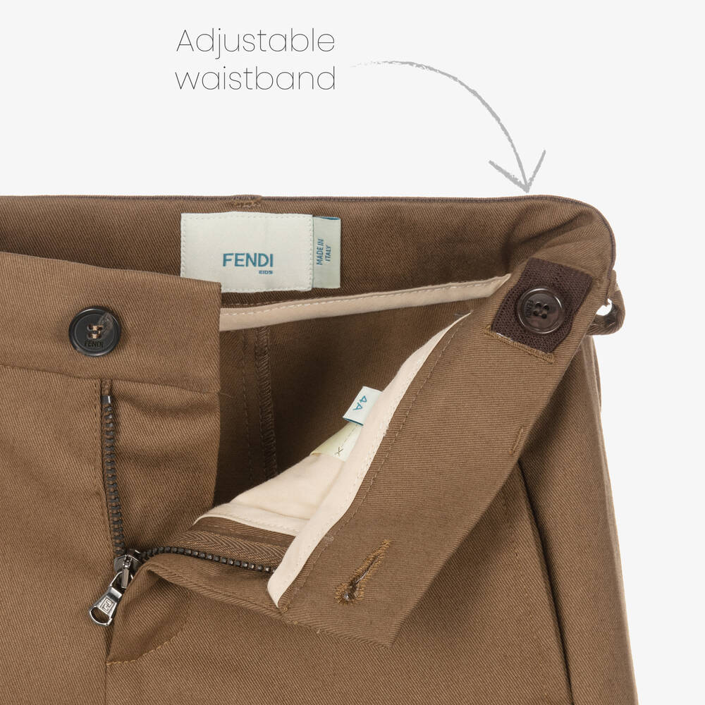 Fendi-Коричневые хлопковые брюки FF | Childrensalon