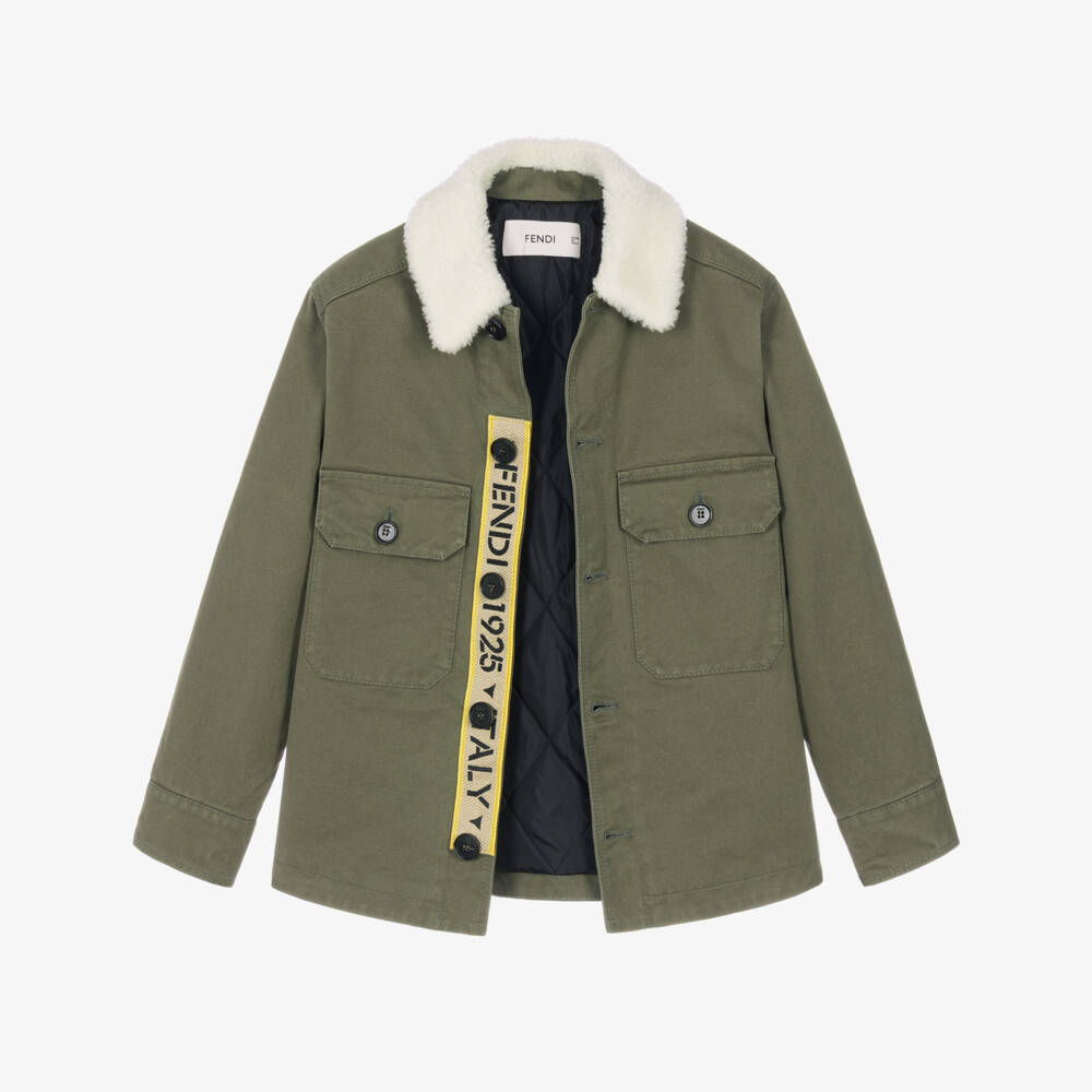Fendi-Boys Green Fendi 1925 Drill Jacket | Childrensalon