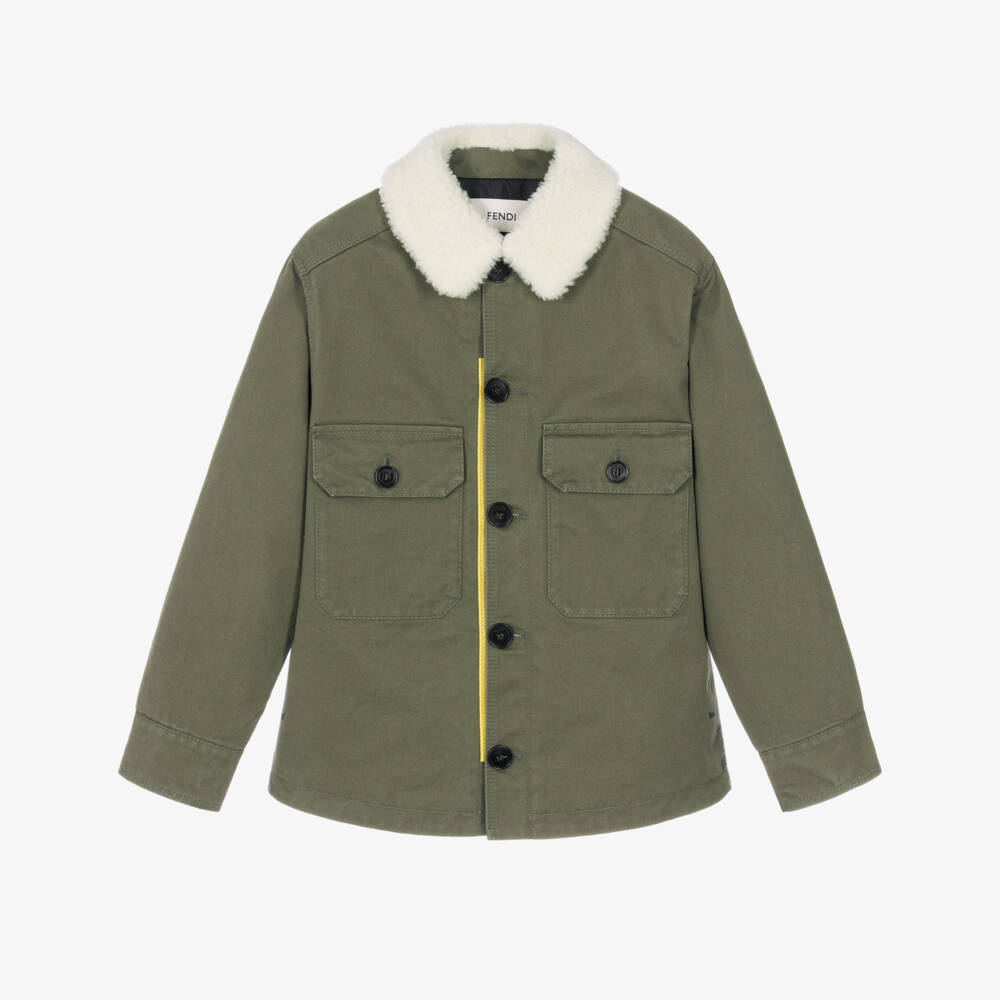 Fendi-Boys Green Fendi 1925 Drill Jacket | Childrensalon