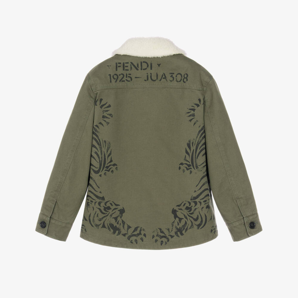 Fendi-Boys Green Fendi 1925 Drill Jacket | Childrensalon
