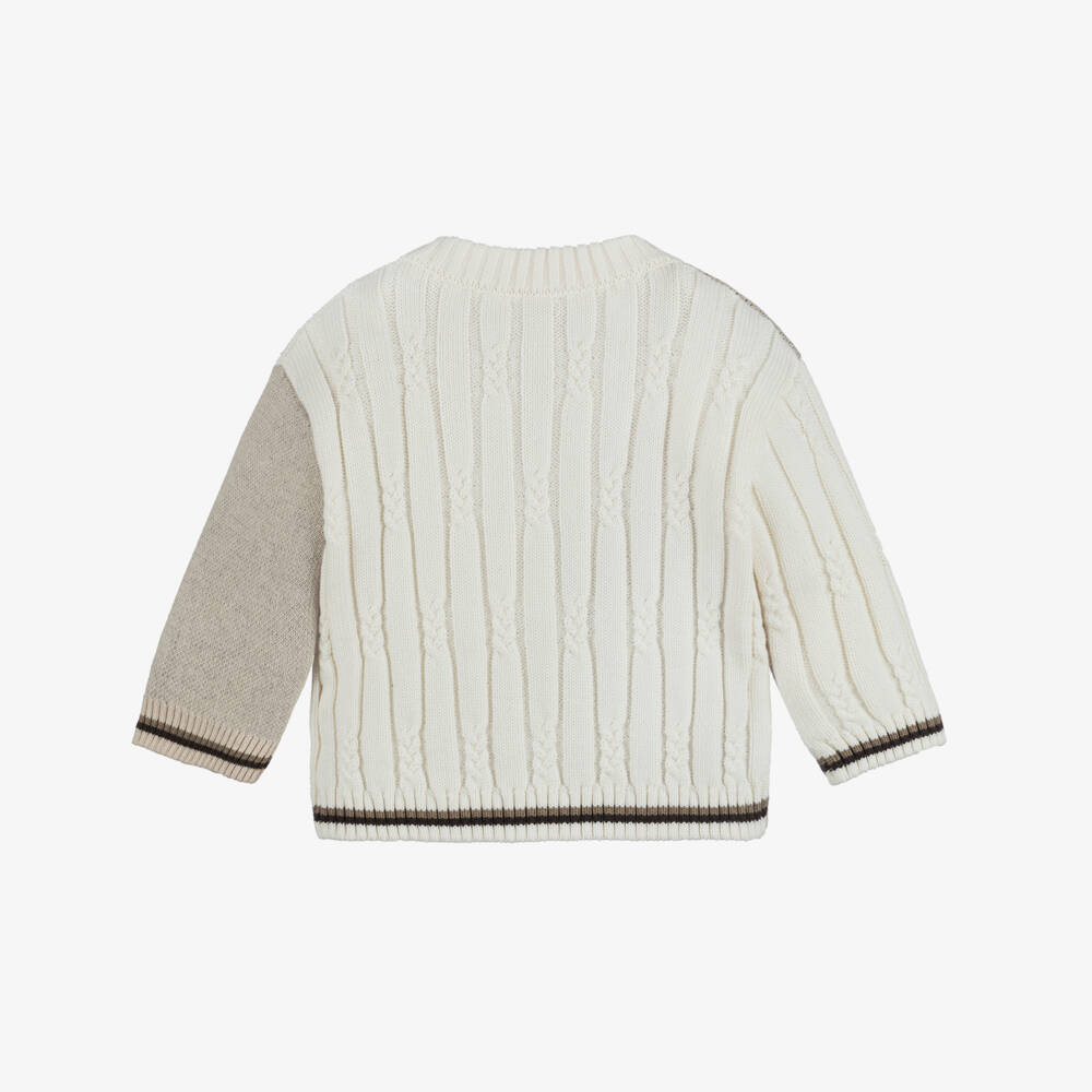 Fendi-Кардиган кремово-бежевый с мишкой Тедди для мальчиков | Childrensalon