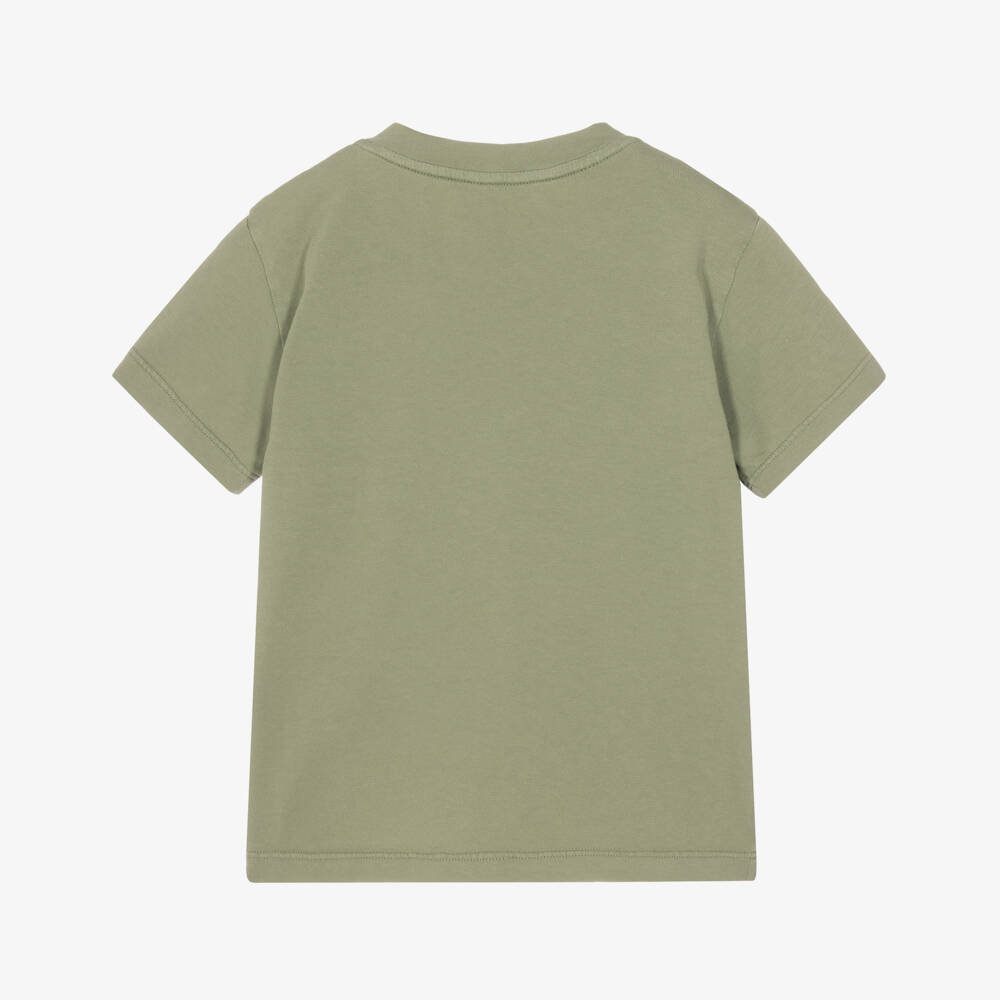 Fendi-Boys Military Green Cotton Logo T-Shirt | Childrensalon