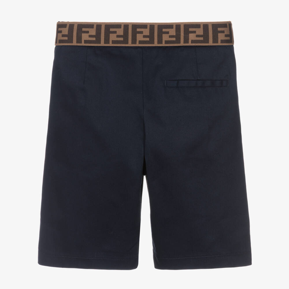 Fendi-Шорты синие из хлопкового габардина для мальчиков | Childrensalon