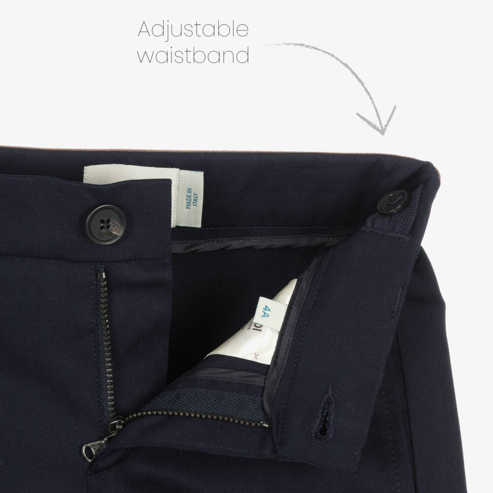 Fendi-Шорты синие из хлопкового габардина для мальчиков | Childrensalon