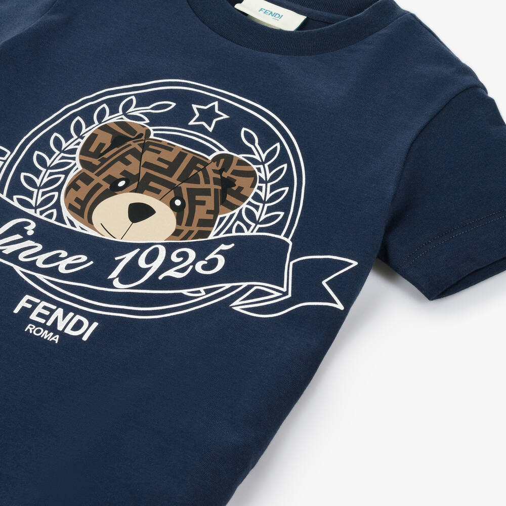Fendi-تيشيرت قطن لون كحلي للأولاد | Childrensalon