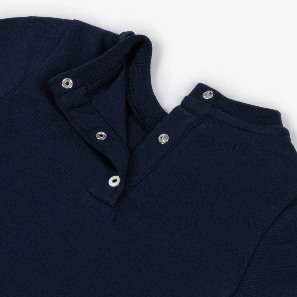 Fendi-Boys Navy Blue Cotton T-Shirt with Puffy Logo | Childrensalon