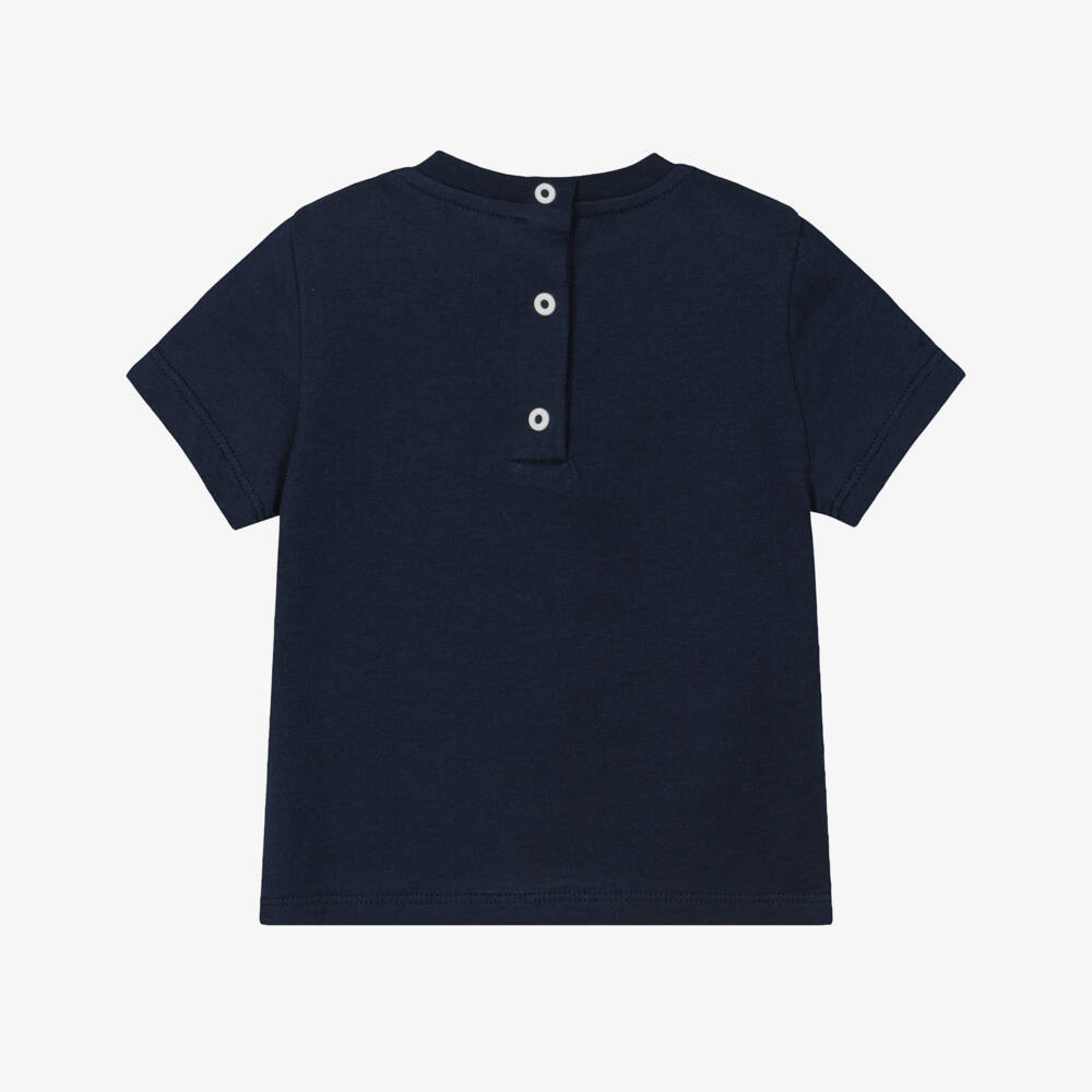 Fendi-Футболка синяя из хлопка с объемным логотипом для мальчиков | Childrensalon