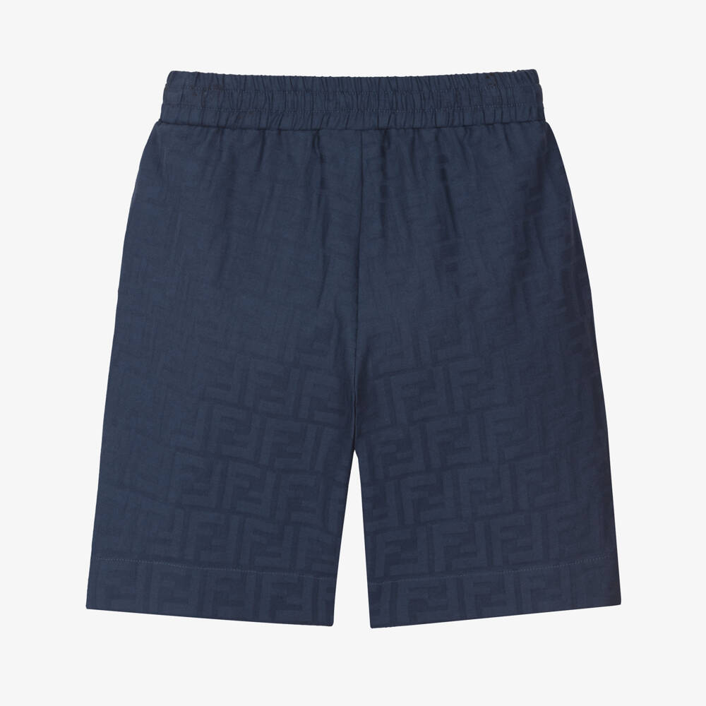 Fendi-شورت بشعار FF قطن لون كحلي للأولاد | Childrensalon