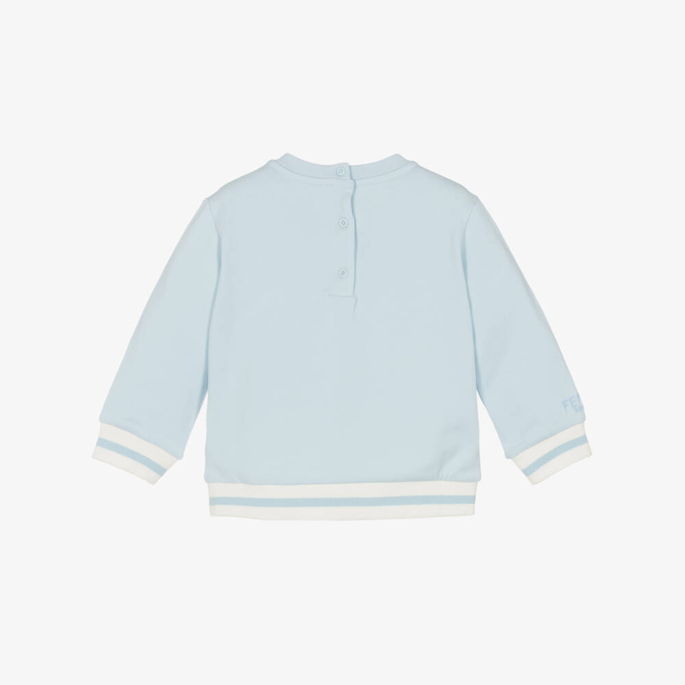 Fendi-Свитшот голубой хлопковый Fendi с мишкой для мальчиков | Childrensalon