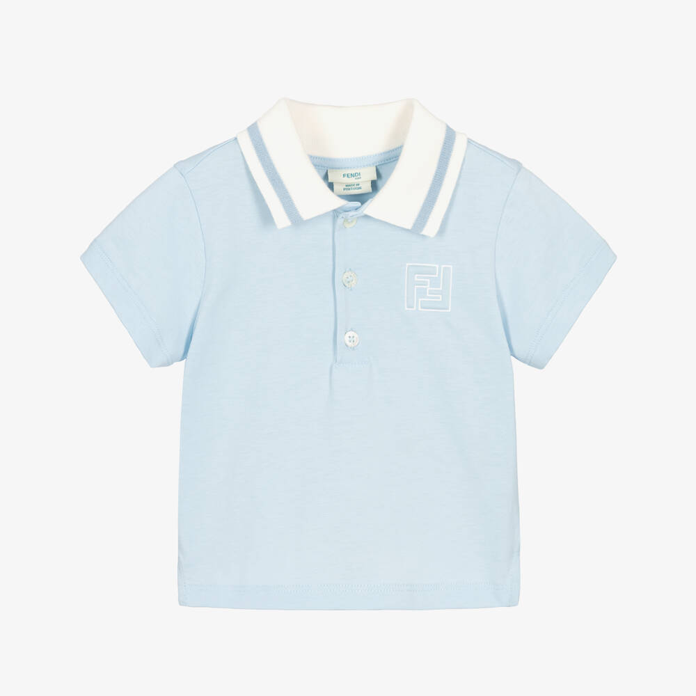 Fendi-Рубашка поло голубая из хлопкового трикотажа FF для мальчиков | Childrensalon
