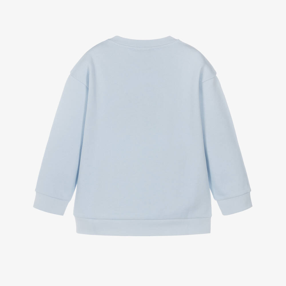 Fendi-Boys Pale Blue Cotton Padded Logo Sweatshirt | Childrensalon