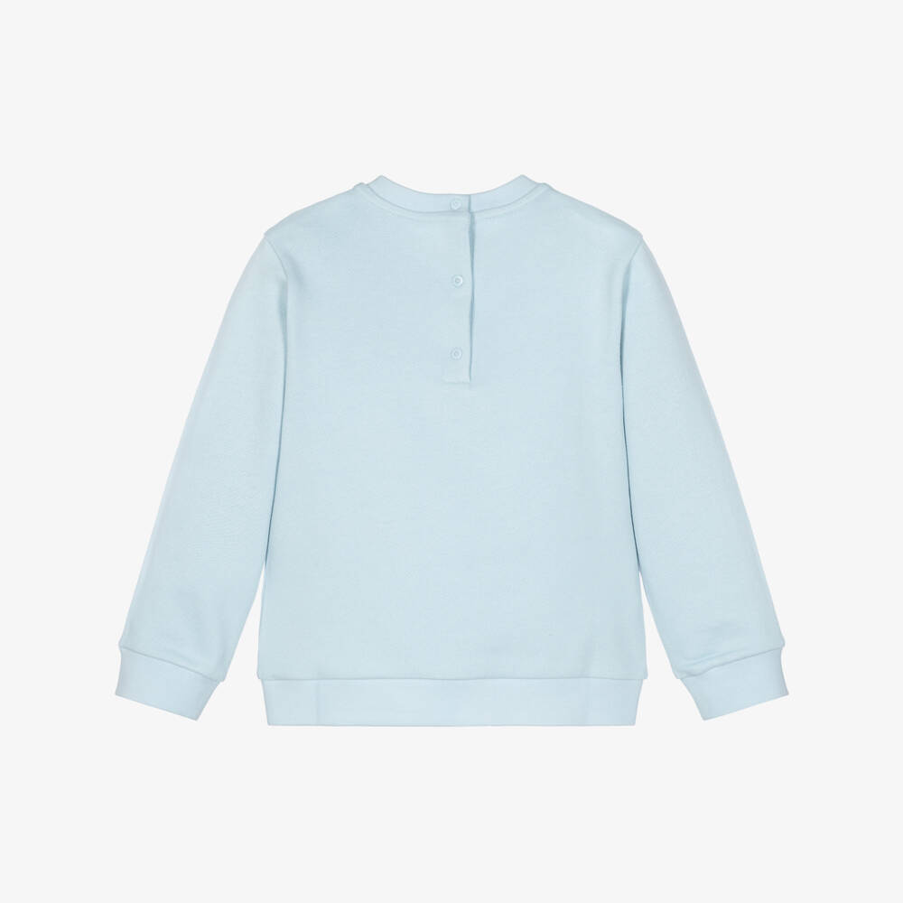 Fendi-Boys Pale Blue Cotton Sweatshirt with Fendi Bear | Childrensalon