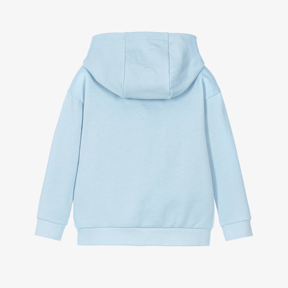 Fendi-Boys Pale Blue FF Logo Jersey Zip-Up Top | Childrensalon