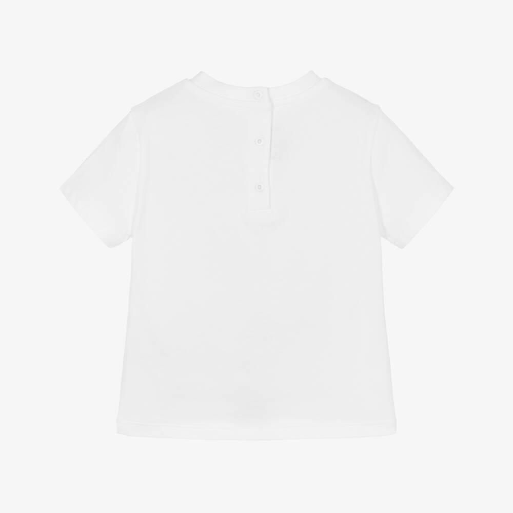 Fendi-Boys White Cotton Fendi Did It First Short-Sleeved T-Shirt  | Childrensalon