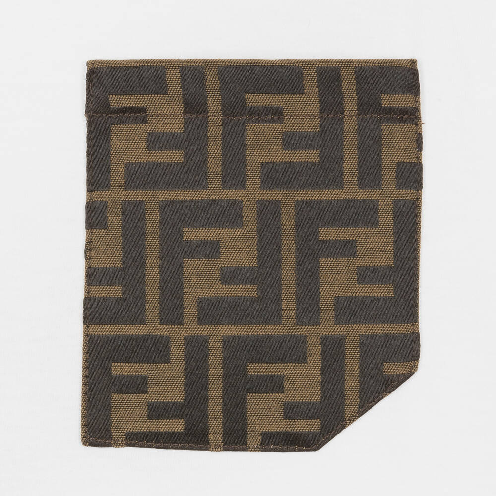Fendi-Boys White Cotton FF Pocket T-Shirt | Childrensalon
