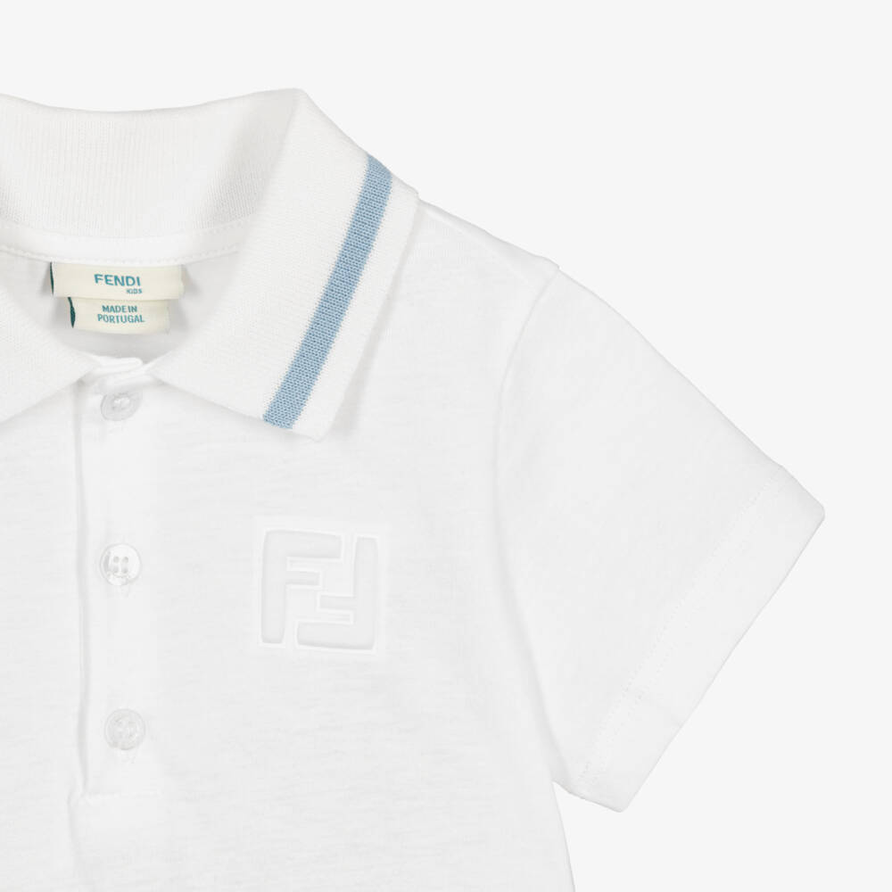 Fendi-Рубашка поло белая из хлопкового трикотажа FF для мальчиков | Childrensalon