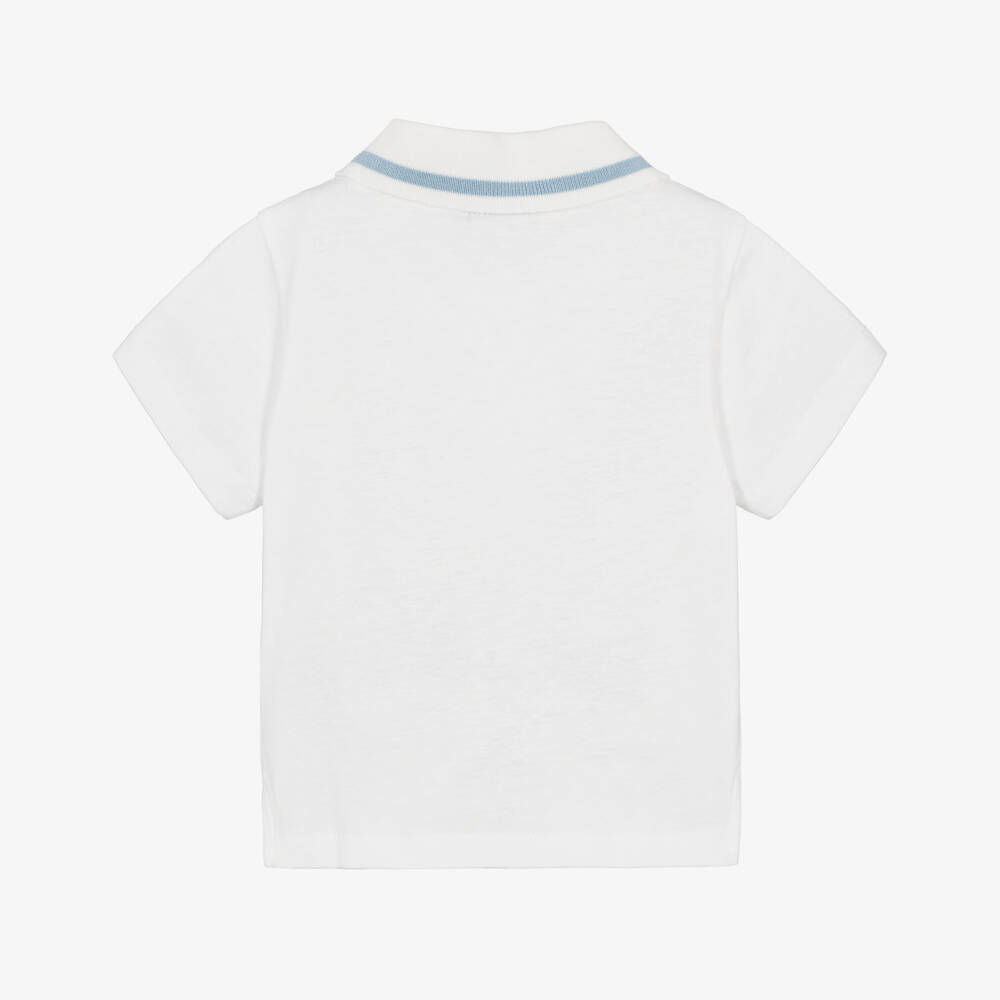 Fendi-Boys White Cotton Jersey Polo Shirt with FF Logo | Childrensalon