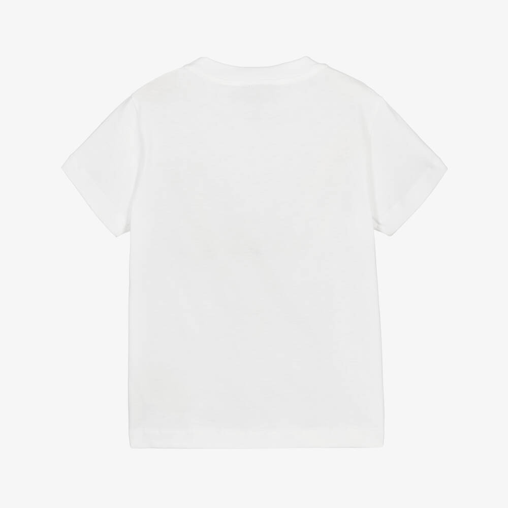 Fendi-Футболка белая из хлопкового трикотажа с принтом очков FF для мальчиков | Childrensalon
