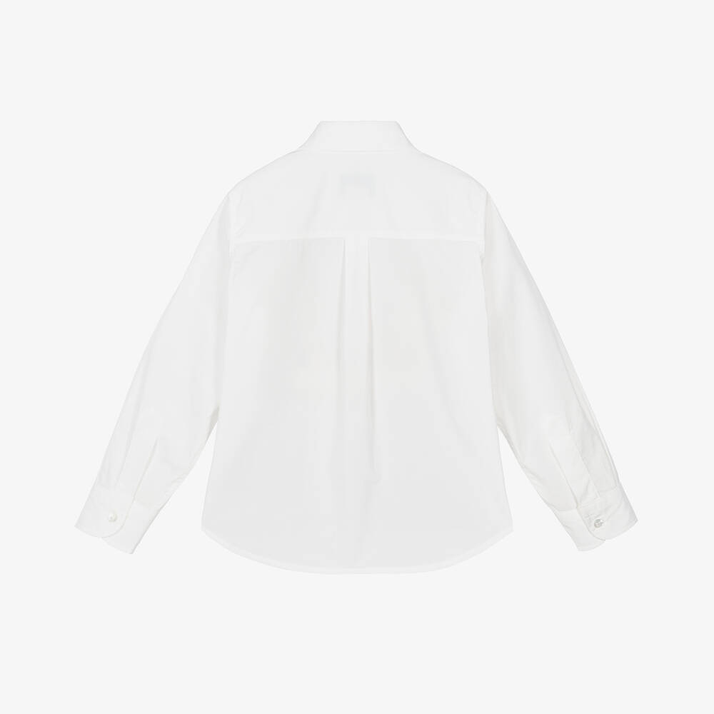 Fendi-Boys White Cotton Poplin Shirt | Childrensalon