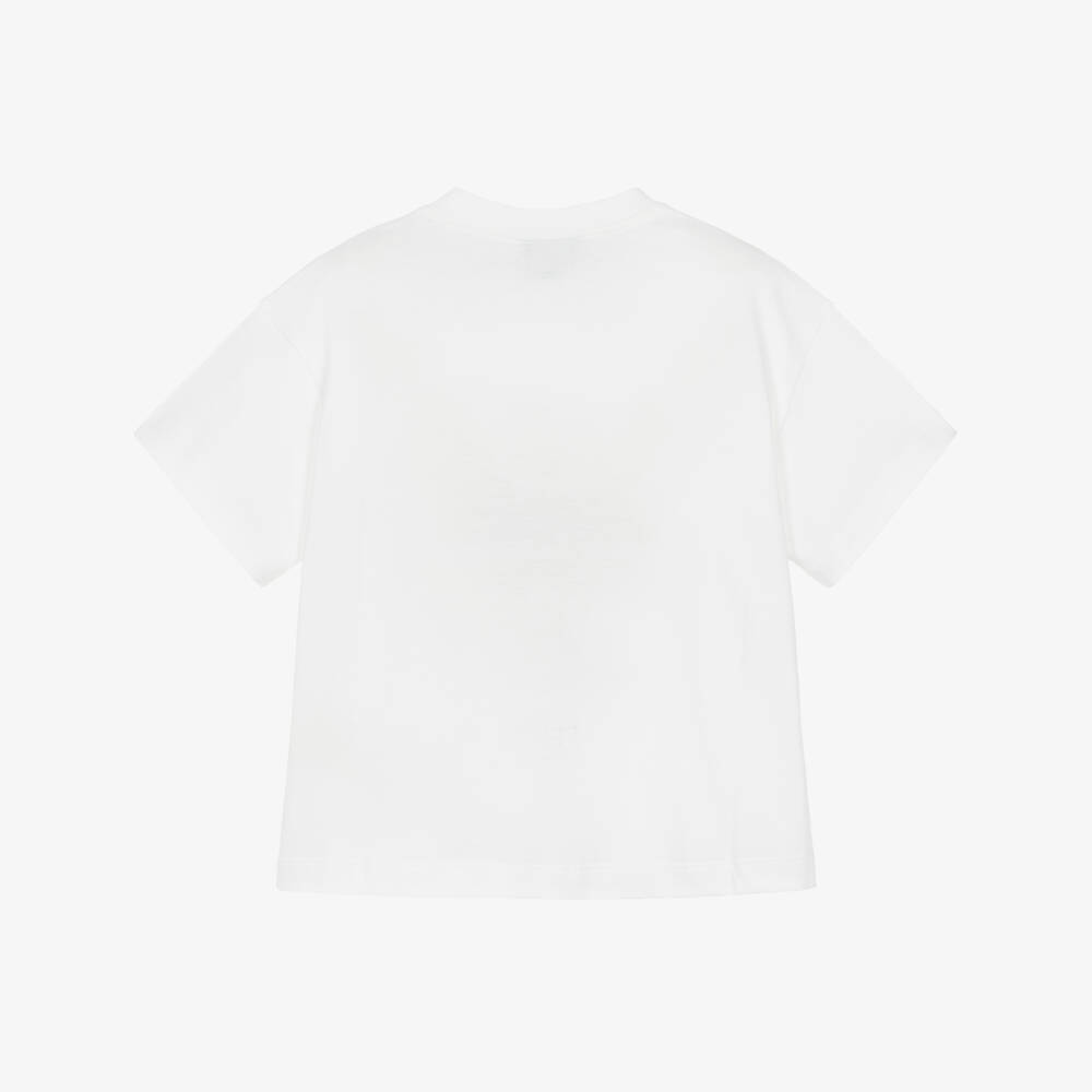Fendi-Boys White Cotton Squirrel T-Shirt  | Childrensalon