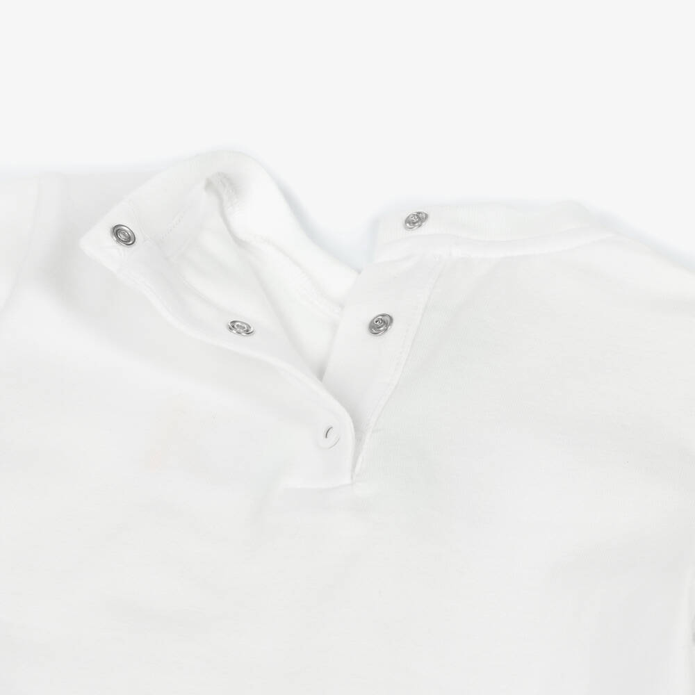 Fendi-Футболка белая из хлопка с вышитым пастельным логотипом для мальчиков | Childrensalon