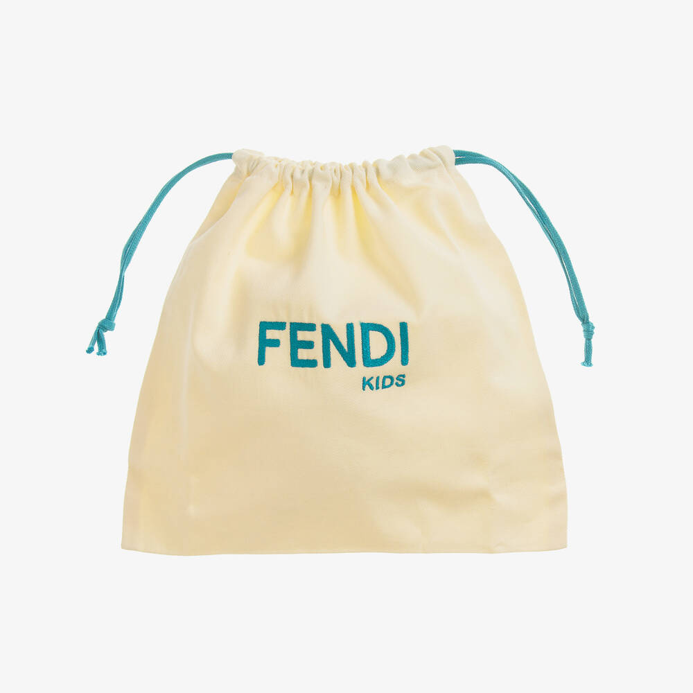 Fendi-بطانية FF قطن وكشمير لون بيج وبني (85 سم) | Childrensalon