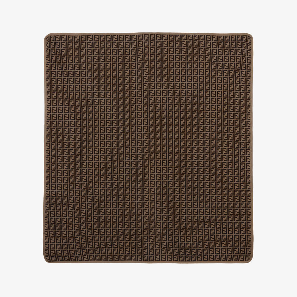 Fendi-Brown FF Logo Blanket (85cm) | Childrensalon