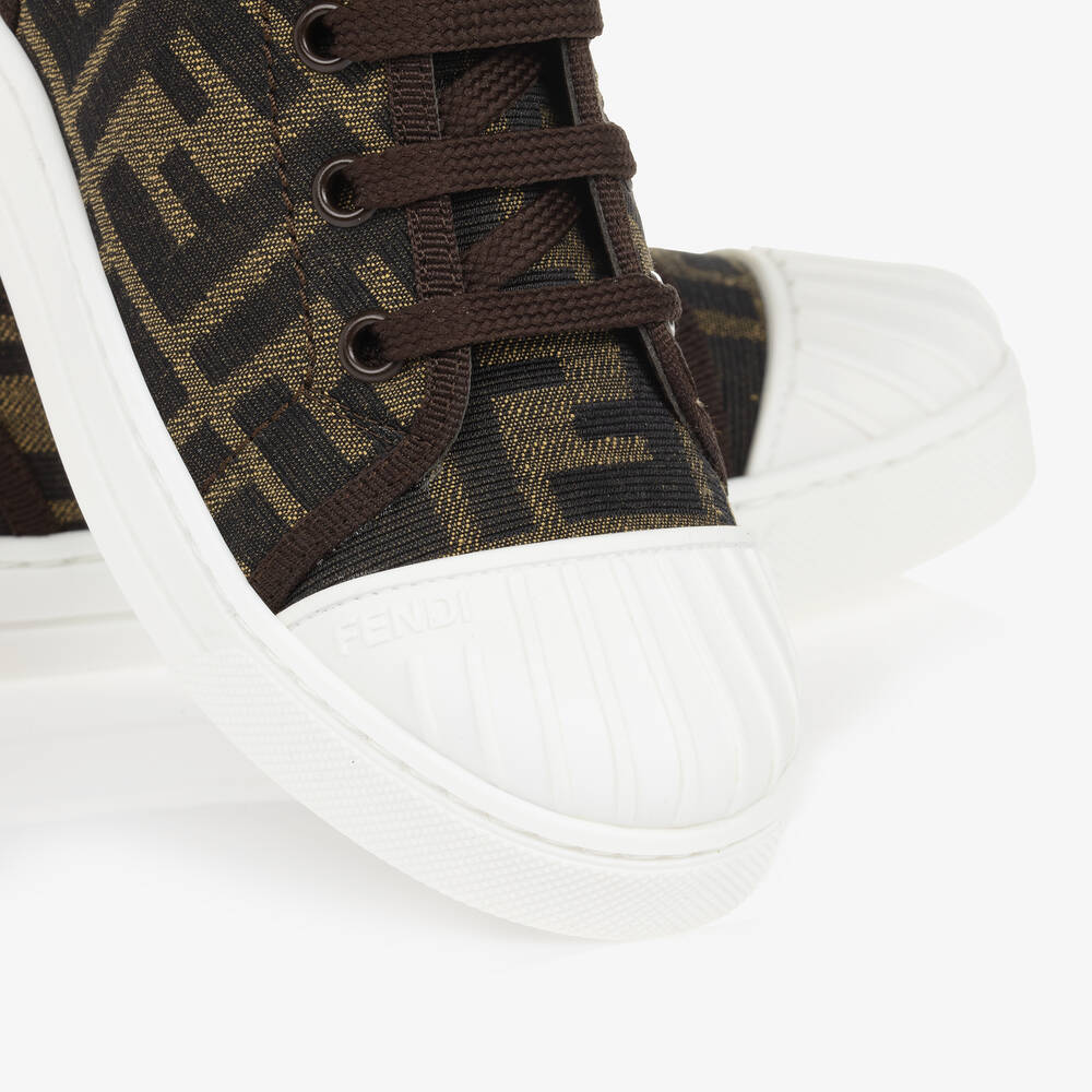 Fendi-Коричневые высокие кеды FF для мальчиков и девочек | Childrensalon