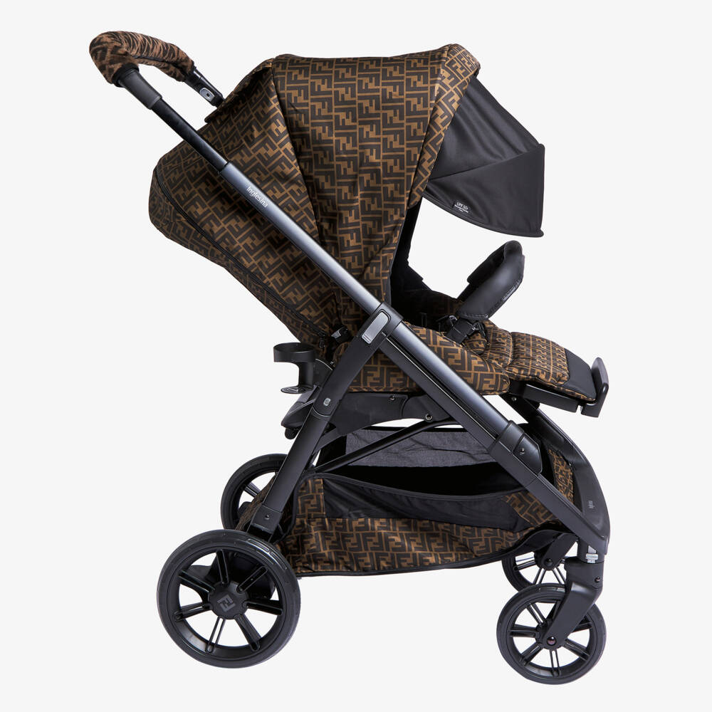 Fendi-Brown FF Logo Stroller | Childrensalon