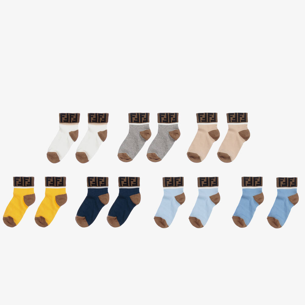 Fendi-FF Logo Baby Socks (7 Pack) | Childrensalon