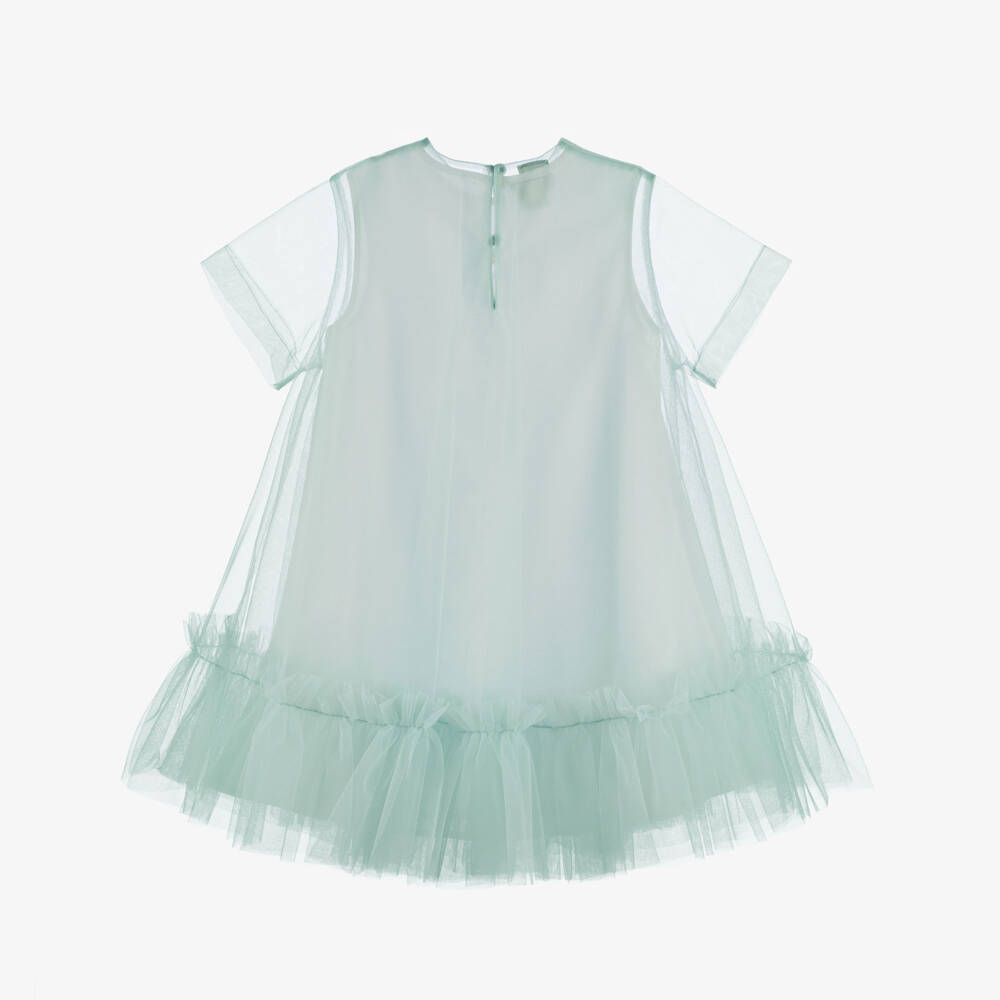 Fendi-فستان تول لون أخضر أكوا | Childrensalon