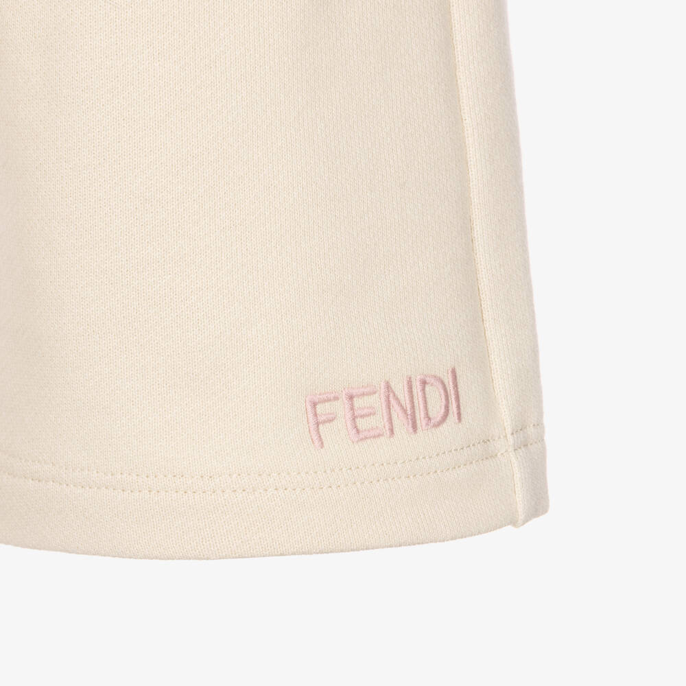 Fendi-Girls Beige Cotton Joggers with Ruffle Waist | Childrensalon