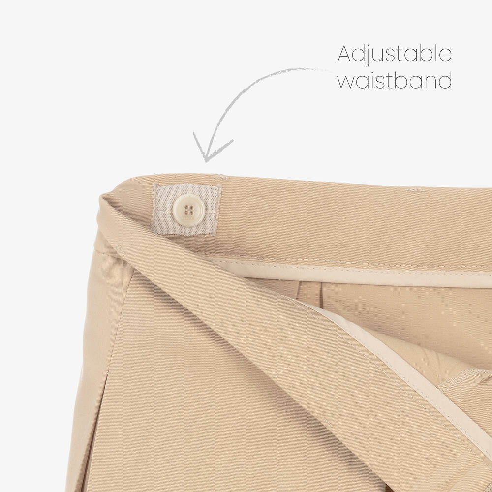 Fendi-Girls Beige Cotton Pleated Skirt | Childrensalon