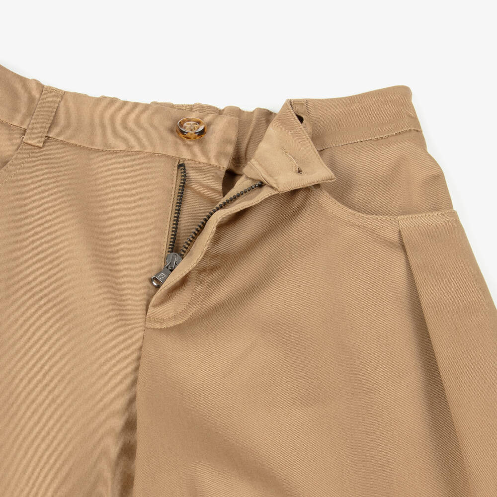 Fendi-بنطلون جبردين بأرجل واسعة لون بيج للبنات | Childrensalon