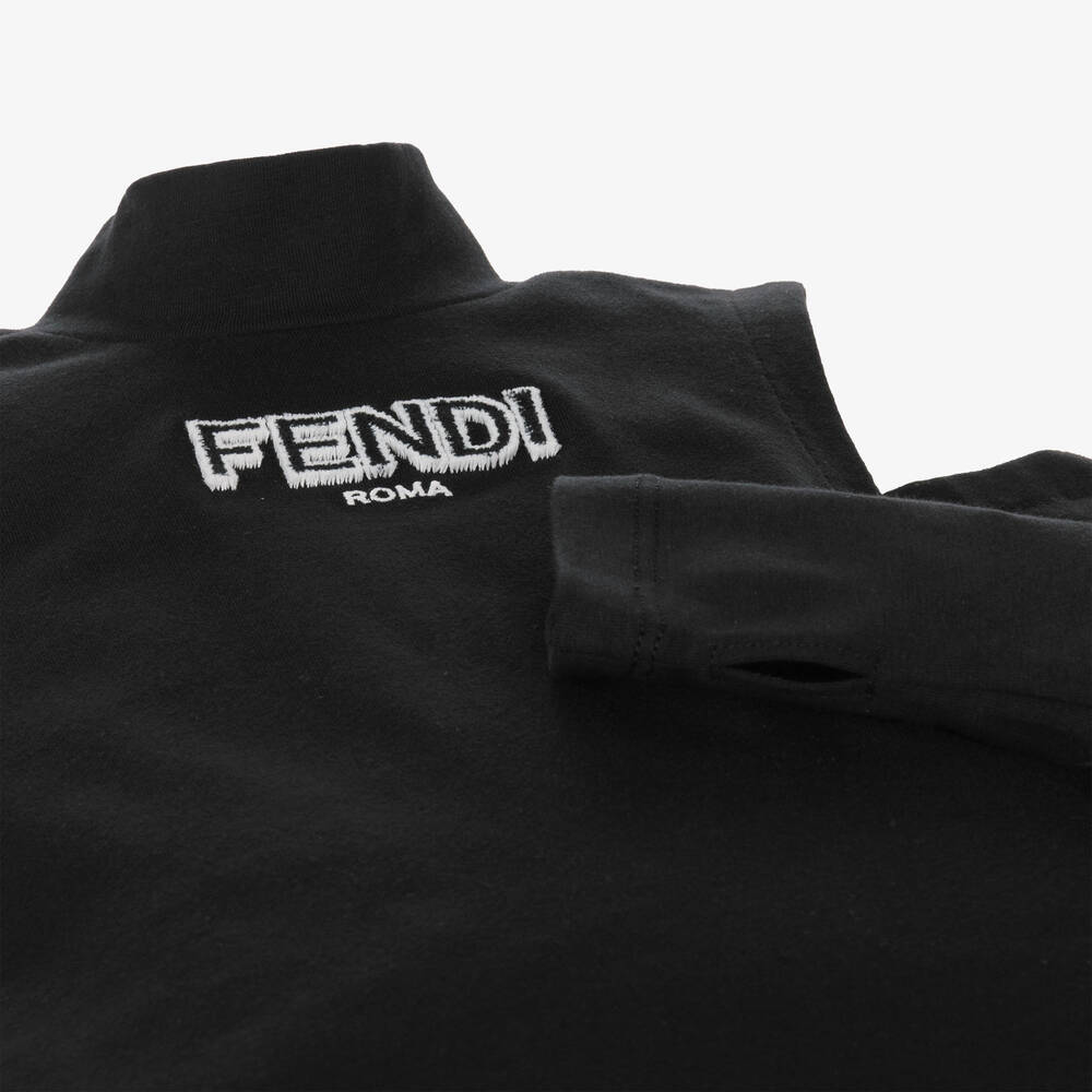 Fendi-Girls Black Cotton Dress | Childrensalon
