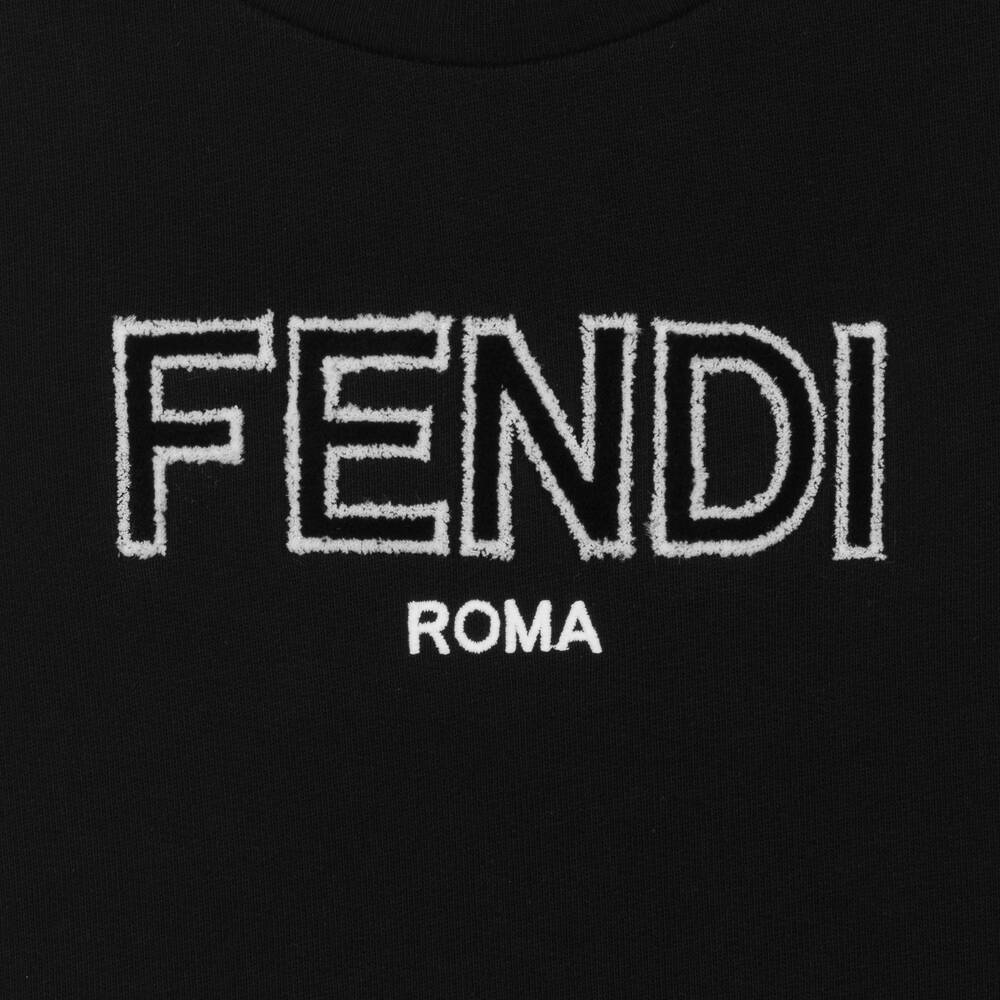 Fendi-سويتشيرت قطن لون أسود للبنات | Childrensalon
