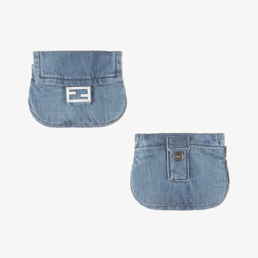 Fendi-تنورة بكسرات دنيم لون أزرق للبنات | Childrensalon