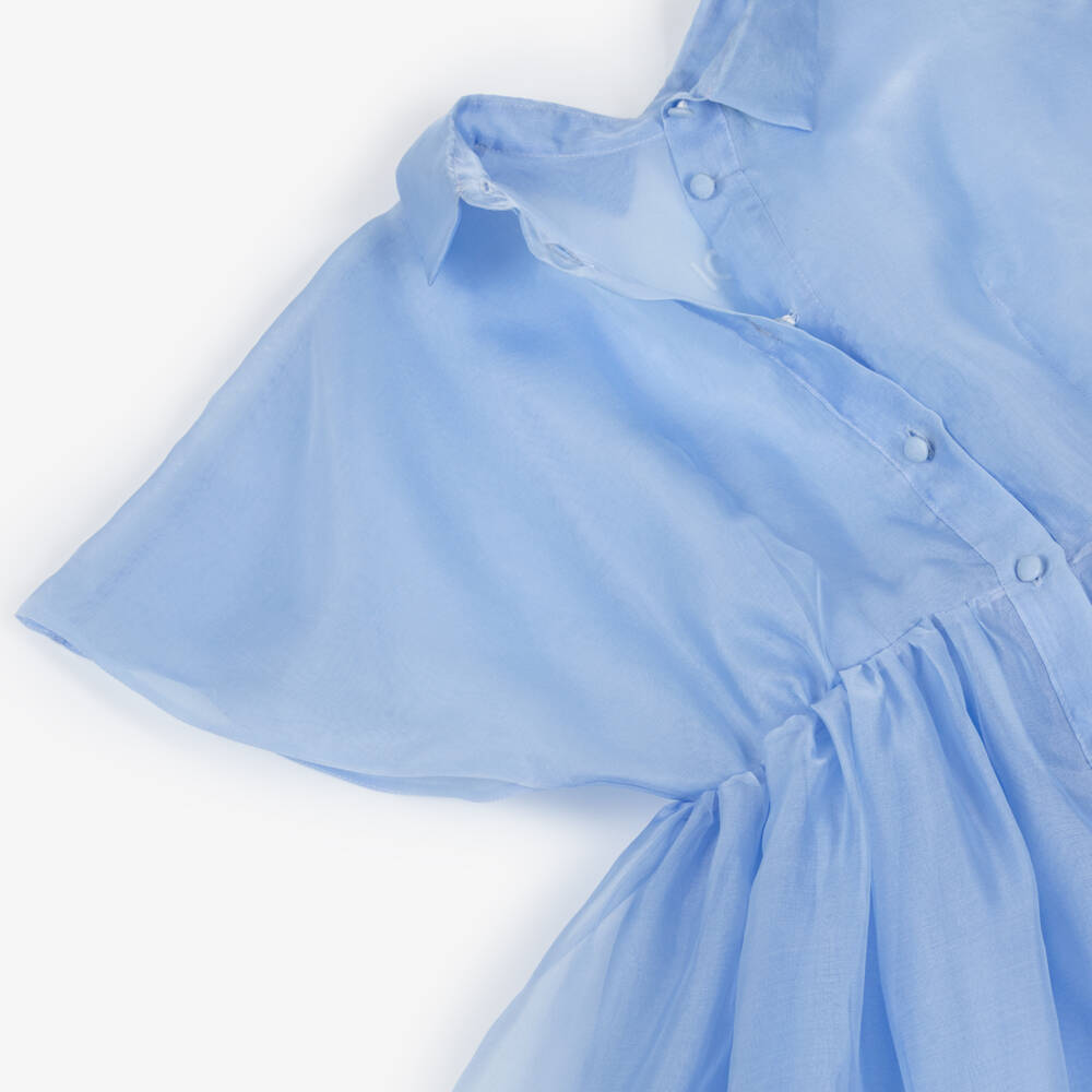 Fendi-فستان حرير أورغانزا لون أزرق للبنات | Childrensalon