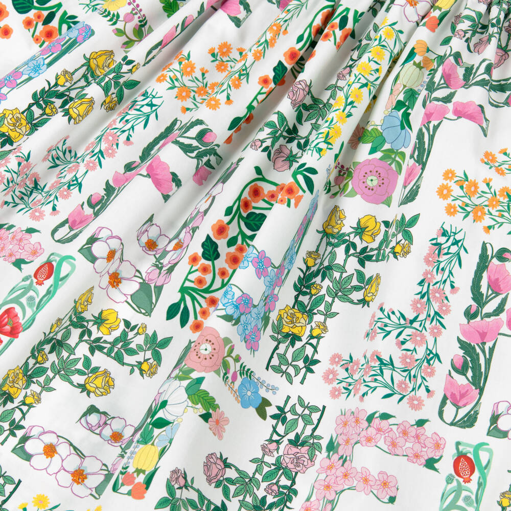 Fendi-Girls FF Floral Logo Printed Cotton Skirt | Childrensalon