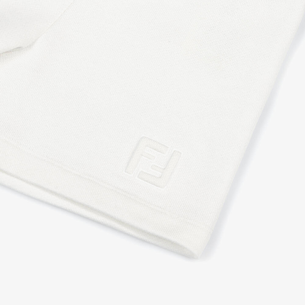 Fendi-Girls Ivory Cotton Jersey Shorts with FF Logo | Childrensalon