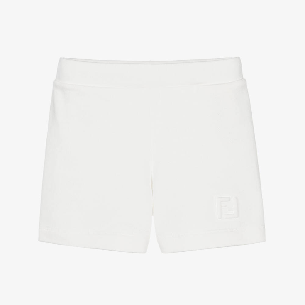 Fendi-Шорты кремовые хлопковые с логотипом FF для девочек | Childrensalon