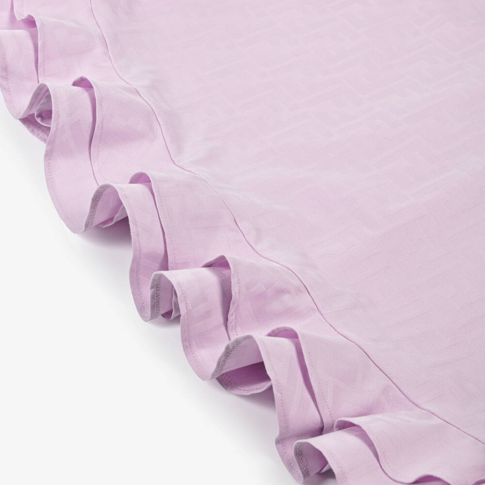 Fendi-فستان بتصميم قميص وشعار FF قطن جاكار لون ليلكي للبنات | Childrensalon