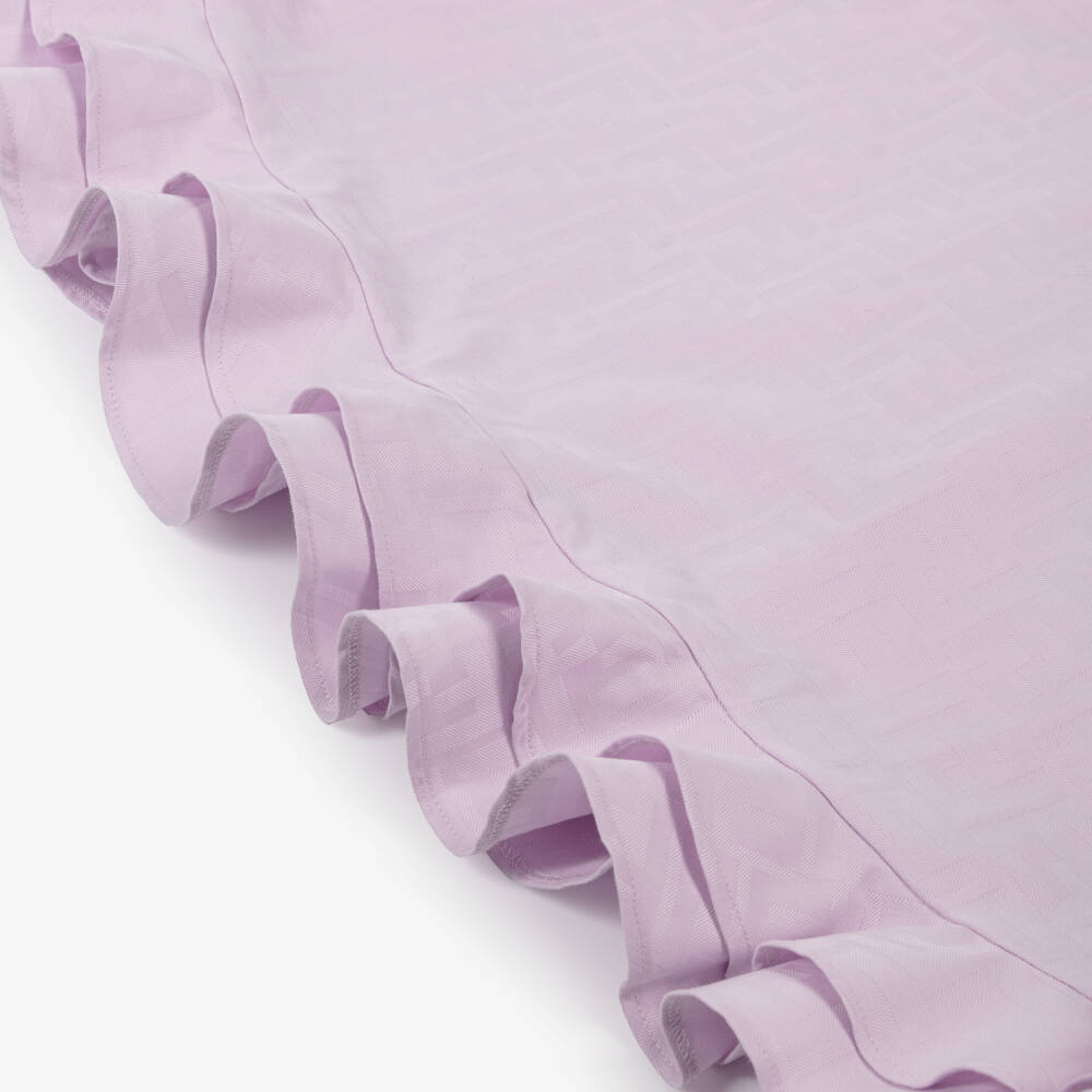 Fendi-فستان بتصميم قميص وشعار FF قطن جاكار لون ليلكي للبنات | Childrensalon