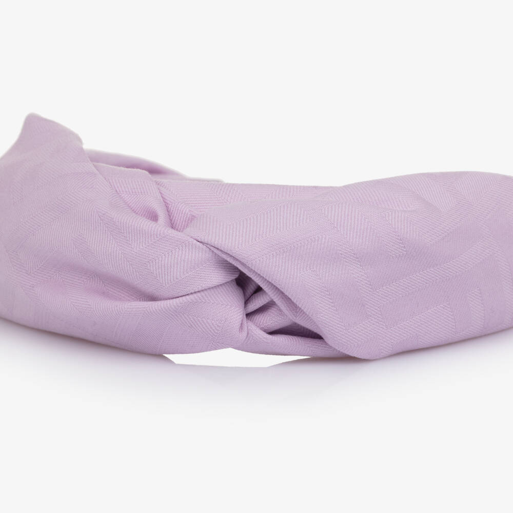 Fendi-طوق شعر مبطن بشعار FF لون بنفسجي ليلاك للبنات | Childrensalon