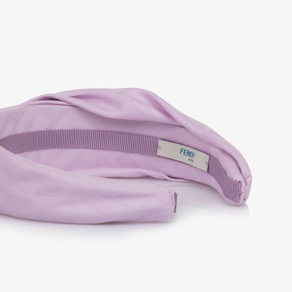 Fendi-طوق شعر مبطن بشعار FF لون بنفسجي ليلاك للبنات | Childrensalon