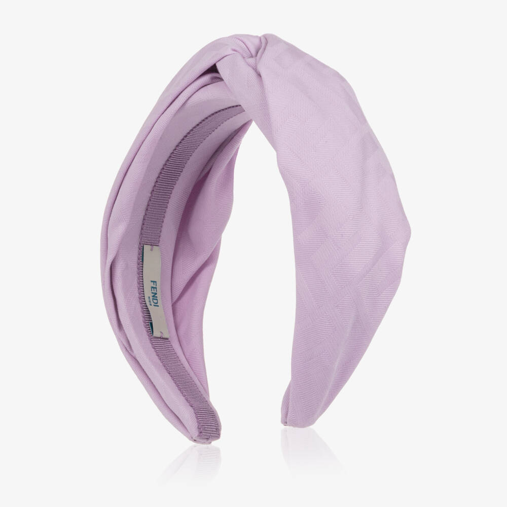 Fendi-طوق شعر مبطن بشعار FF لون بنفسجي ليلاك للبنات | Childrensalon